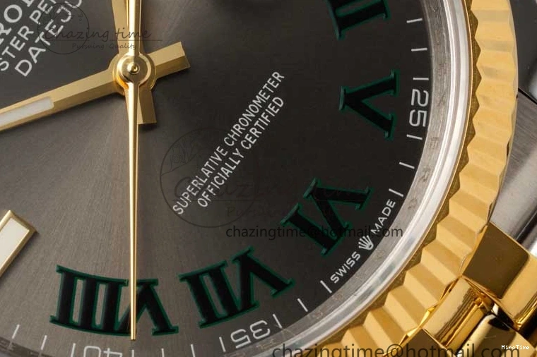 MiroTime 0215 UrbanChic DateJust 36mm SS YG DIWF 1:1 Best Edition 904L Steel Gray Dial Green Markers on Jubilee Bracelet SA 2309